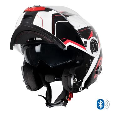 Casco modulare Befast GLOBAL CONNECT II con interfono integrato Rosso Bianco