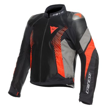 Giacca moto pelle Dainese SUPER RIDER 2 ABSOLUTESHELL™ Nero Grigio Rosso fluo