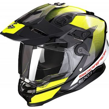 Casco integrale touring Scorpion ADF 9000 AIR TRAIL in fibra Nero Giallo neon