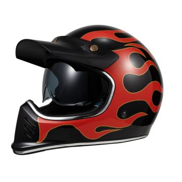 Casco integrale Carburo BARRICADE Fiamme Nero Rosso