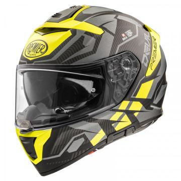 Casco integrale Premier DEVIL JC Y BM ECE 22.06 in fibra Giallo Fluo Grigio opaco