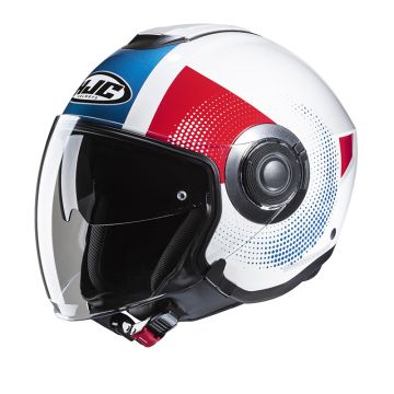 Casco Jet Hjc i40N PYLE Bianco Blu Rosso Lucido