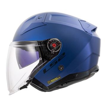 casco jet LS2 Infinity 2 in fibra blu opaco