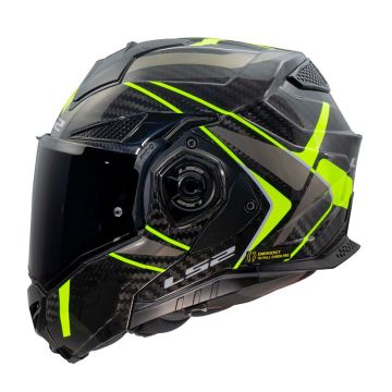 Casco Modulare Convertibile LS2 Advant X Carbon Future II In Carbonio Giallo