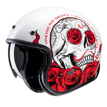 Casco Jet Hjc V31 DESTO Rosso Bianco Nero