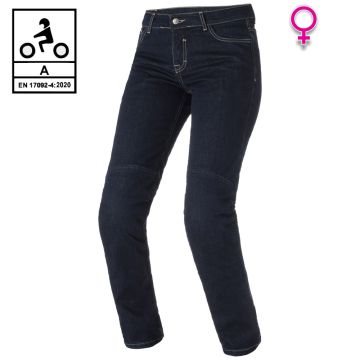 Jeans moto donna Carburo TORIN Lady CE Certificati con fibra aramidica Blu