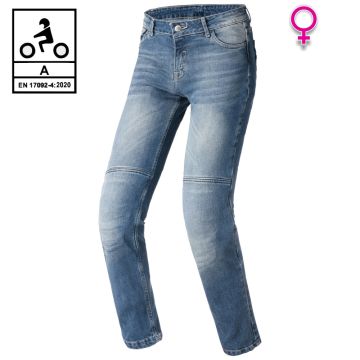 Jeans moto donna Carburo TORIN Lady CE Certificati con fibra aramidica Blue Super Stone