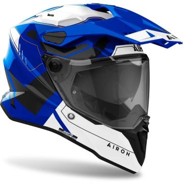 Casco integrale touring Airoh COMMANDER 2 REVEAL in fibra Blu lucido
