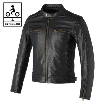 Giacca moto pelle estiva Carburo SOLARIS CE certificata Nero