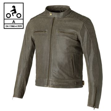 Giacca moto pelle estiva Carburo SOLARIS CE certificata Marrone