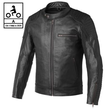 Giacca moto pelle Carburo GUARDIAN BUFF CE Certificata Nero