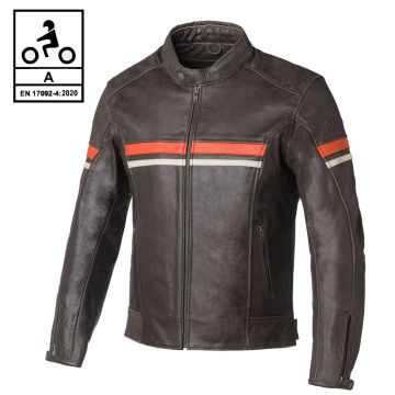 Giacca moto pelle Carburo CENTURY CE Certificata Marrone