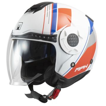 Casco Jet MPH DJ Bianco Rosso Blu