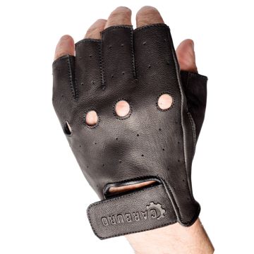 Guanti mezze dita pelle Carburo Chopper Nero