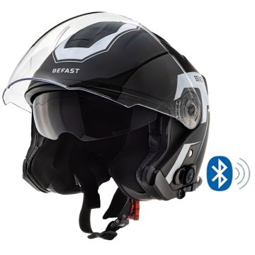 Casco jet Befast JET Connect Bianco Nero con interfono integrato