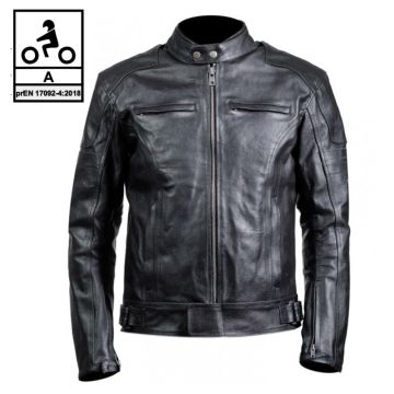 Giacca moto pelle Carburo KRONOS CE certificata Nero