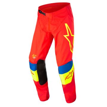 Pantaloni cross Alpinestars TECHSTAR QUADRO Rosso Acceso Giallo Fluo Blu