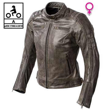Giacca moto donna pelle estiva Carburo SOLARIS LADY CE Certificata Marrone