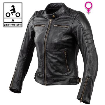 Giacca moto donna pelle estiva Carburo SOLARIS LADY CE Certificata Nero