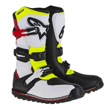 Stivali cross Alpinestars Tech T Bianco Rosso Giallo fluo Nero